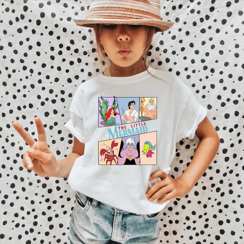 Disney The Little Mermaid Shirt, Ariel T-Shirt for Girls, Mermaid Birthday Outfit, Princess Ariel Tee, Kids Mermaid Party Shirt, Cute Ariel
