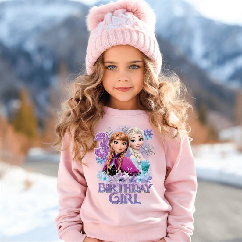 Personalized Frozen Birthday Girl Sweatshirt, Elsa and Anna Bday shirt, Disney Princess Birthday, Custom Frozen Bday Family Matching Tees