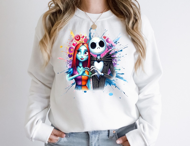 Jack and Sally Valentine Sweatshirt, Cute Disney Valentines Day Tee, Couples Her Jack His Sally Matching, Valentine Sweater