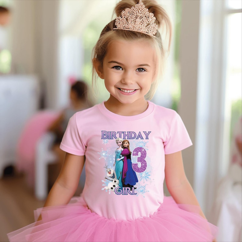 Frozen Birthday Girl Shirt, Elsa Anna Olaf 3rd Birthday T-shirt, Frozen Princess Birthday Outfit, frozen party Tee, elsa toddler bday gift