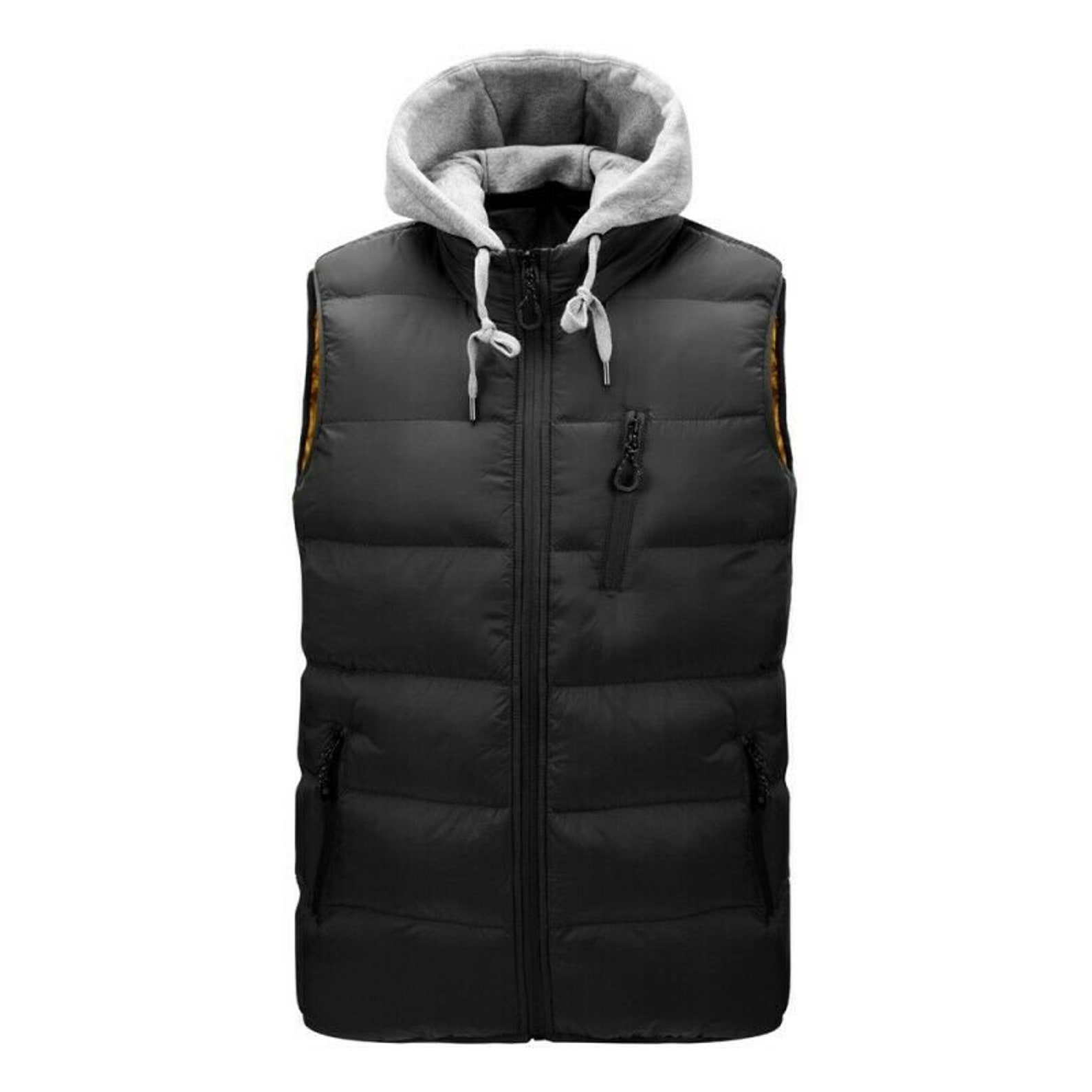 Men's Hooded Vest Jacket Cottonpadded Quilted Waistcoat Etsy