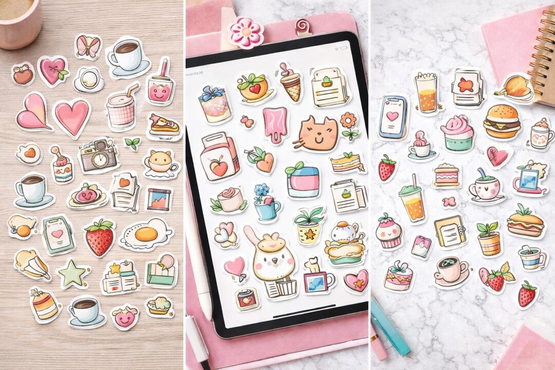 Kawaii Digital Stickers Bundle | Cute Planner Stickers | Cozy Coffee ...