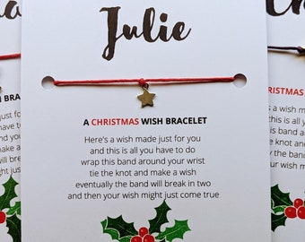 PERSONALISED CHRISTMAS Wish BRACELET, best friend gift, stocking filler, small gift, friendship bracelet, wish bracelet uk, secret santa