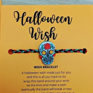 Halloween Wish Bracelet: Candy Skull Charm, Party Favor