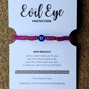 Goth Jewelry, Goth Jewellery, Evil Eye bracelet, wish bracelet, luck, dark range, winter, gothic, purple, blue, black