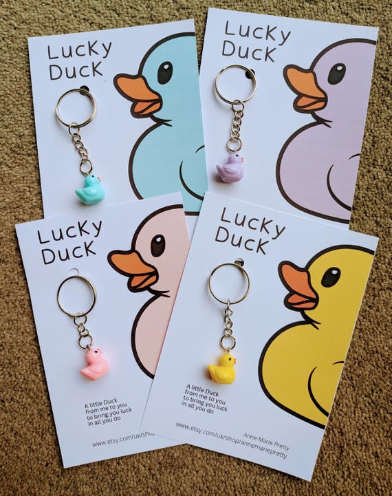 Lucky Duck Keychain: Lucky Duck Keyring, Lucky Keyring, Gifts for New Job, Thinking of You Gift, Positive Gift, Positivity Gift, Duck Gift