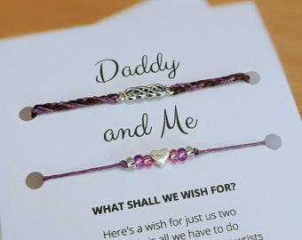 Daddy and Me Wish Bracelets: Matching Charm Cord Bracelet Set