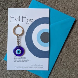 Blue Evil Eye Keychain, Evil Eye Keyring, Greek Evil Eye, Turkish Evil Eye, Lucky Evil Eye Key Chain, Good Luck Gift, Good Luck Charm