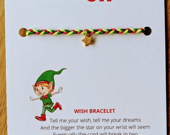 Pulsera de elfo navideño, personalizada, secreta, de la suerte, de Papá Noel, ayudante de Papá Noel, bienvenida de vuelta, regalo de Navidad, relleno para calcetín navideño