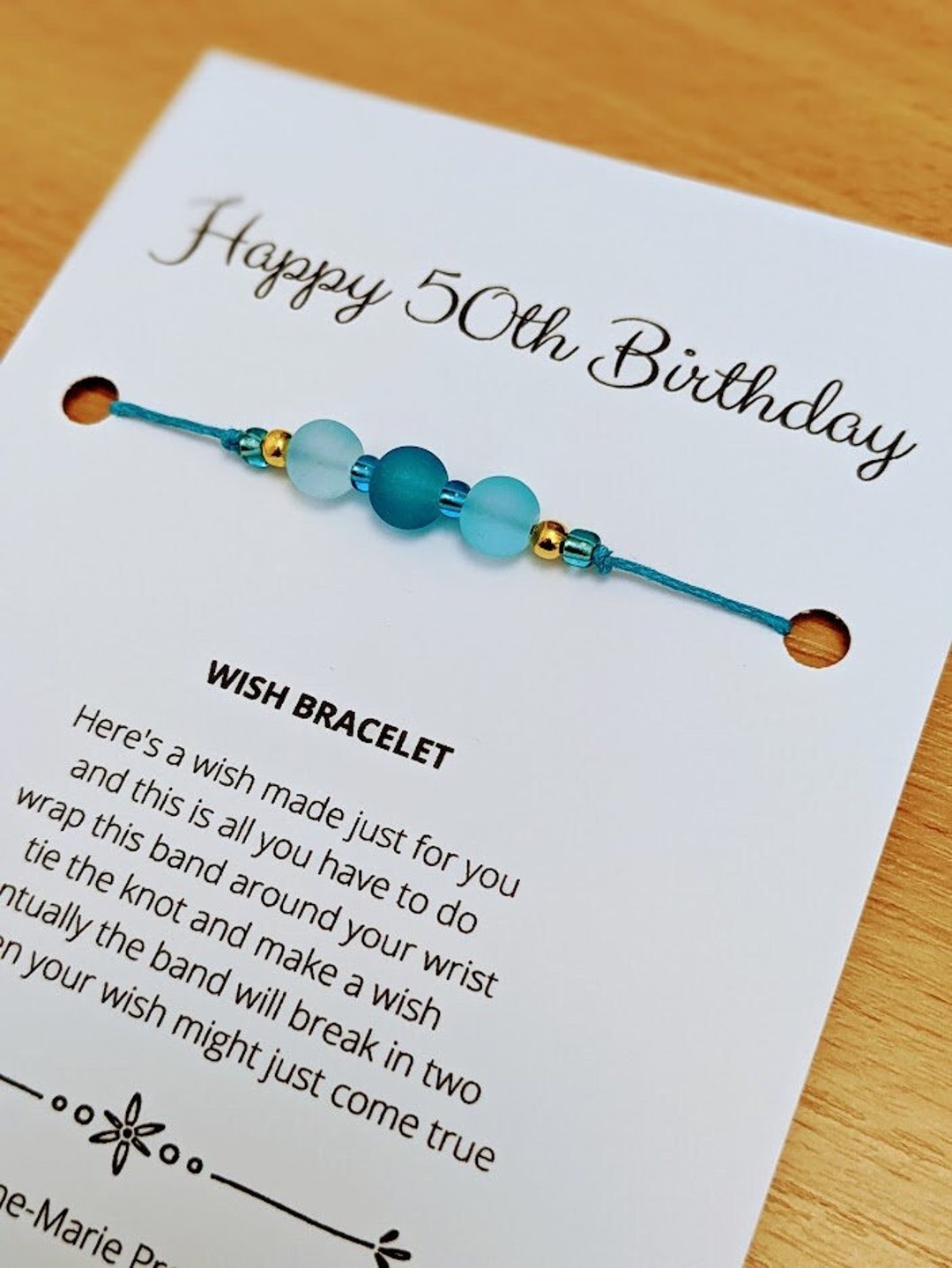 HAPPY 50TH BIRTHDAY Wish Bracelet, 50th, Birthday Card, Wish Bracelets ...