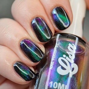 Galaxy and lightning bolt magnet combo, magnetic multichrome Handmade Indie Brand UK Varnish