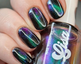 Galaxie und Blitz Bolt Magnet Combo, magnetische multichrome Handmade Indie Brand UK Varnish