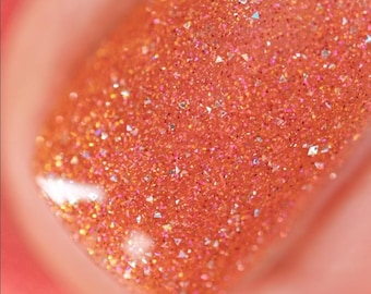 Solar Spritz – Handmade Glitter Nail Polish | Orange Holographic Sparkle | Summer Glow Nails