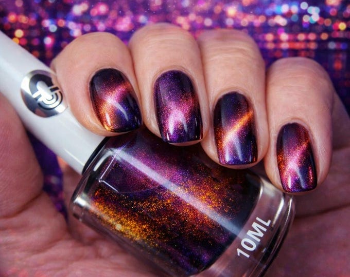 Melodrama polish and lightning bolt magnet combo, magnetic multichrome Handmade Indie Brand UK Varnish