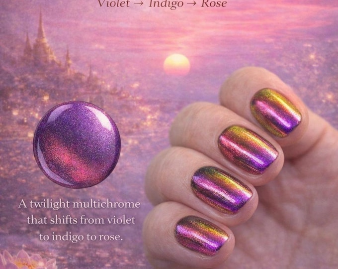 Thai Silk Twilight | Multichrome Nail Polish | Violet → Indigo → Rose | Travel-Inspired Indie Polish