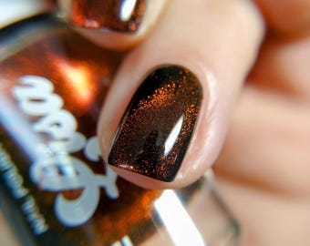 Magnetic Multichrome Nail Polish with Lightning Bolt Magnet: Handmade Indie Brand