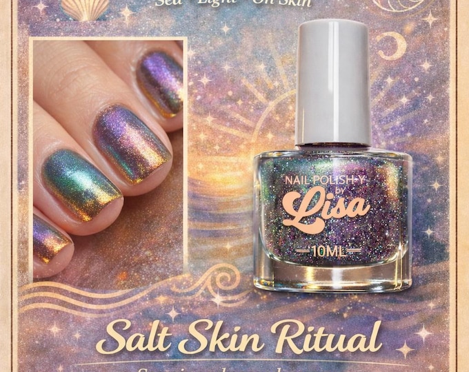 Salt Skin Ritual nail polish with rainbow holographic sparkle