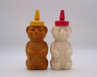 La vela del oso de miel - Cera de soja y cera de abejas / Hecha a mano / Casera / Natural / Lindo regalo / Oso de peluche
