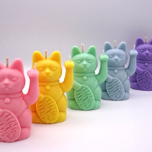 La candela del gatto fortunato - Cera di soia e cera d&#39;api / Fatto a mano / Fatto in casa / Naturale / Regalo / Gattino / Maneki Neko