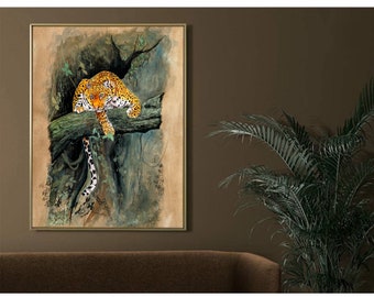 Hand painted tiger and leopard on canvas cloth, Leopard, Tiger, Indian Tiger, wild life, wild animals, cats, animals, made in India