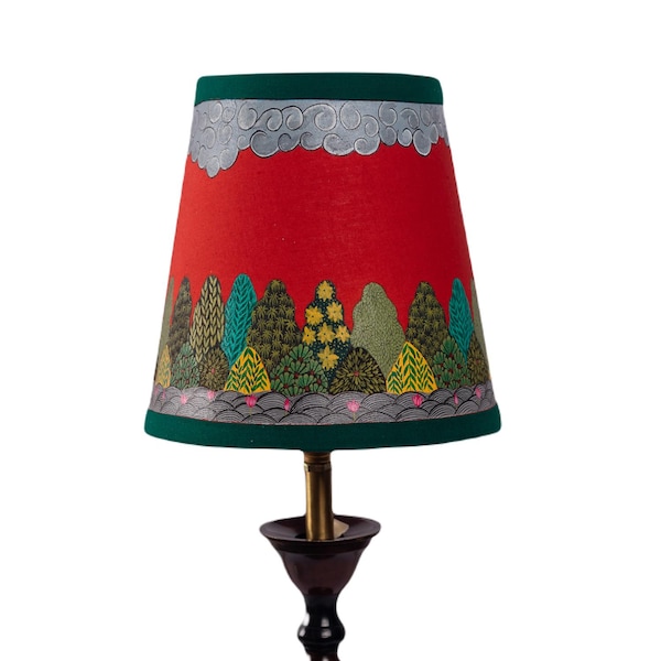 Hand-Painted Lampshade, Artistic Home Decor, Folk Art Lampshade, Decorative Shade, Artisanal Lamp, Unique lamps