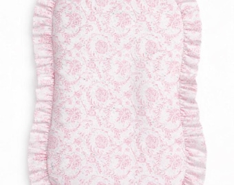 Pink Chinoiserie Ruffle Zipper Lounger Cover - Soft Louger Cover - Baby Lounger Cover 100% Cotton Fabric - Washable lounger cover