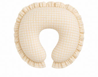 Yellow Gingham Ruffle Nursing Pillow Cover