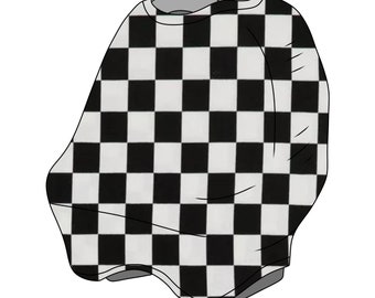 Checkered Soft Knit Carseat Cover - Baby Boy Breastfeeding Cover - Black and White Nursing Cover - Baby Boy Breastfeeding Cover