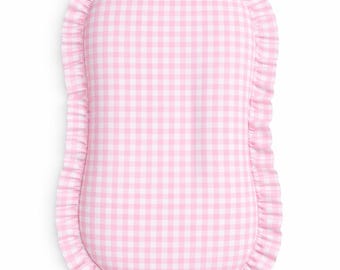 Pink Gingham Ruffle Lounger Cover -Neutral Soft Louger Cover - Baby Lounger Cover 100% Cotton Fabric - Washable lounger cover