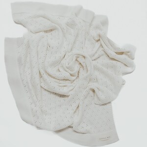 Ecru Knitted Pointelle Blanket