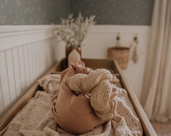 Heirloom Knit Pointelle Baby Blanket - Knitted Brown Baby Blanket - Cozy Knit Baby Blanket- Newborn Product - Neutral Pointelle Blanket