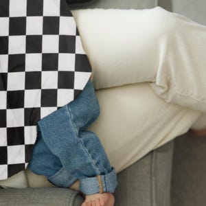 Nursing Cover for Baby Breastfeeding & Pumping - Buttery Soft Bolero Lightweight Knit- Checkered Car Seat Cover- Neutral Baby Shower Gift