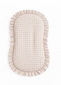 Beige Gingham Ruffle Lounger Cover -Neutral Soft Louger Cover - Baby Lounger Cover 100% Cotton Fabric - Washable lounger cover