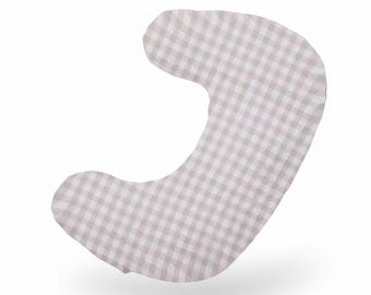 Beige Gingham Nursing Pillow Cover Breastfeeding Pillow Cover for Baby Boys and Girls Baby Shower Gift Neutral Baby Pillow UShape