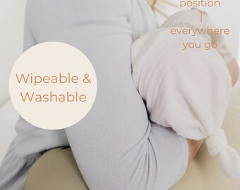 Wipeable Green Nursing Pillow Slip Cover for Breastfeeding Mom - Water repellent Baby Freeding Pillow - Nursing Support Pillow Cover GirlMom