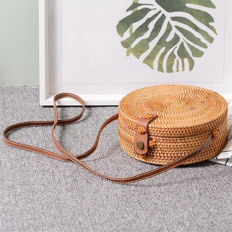 Round Rattan Bag Beach Bag Natural Rattan Bag Handmade Etsy UK