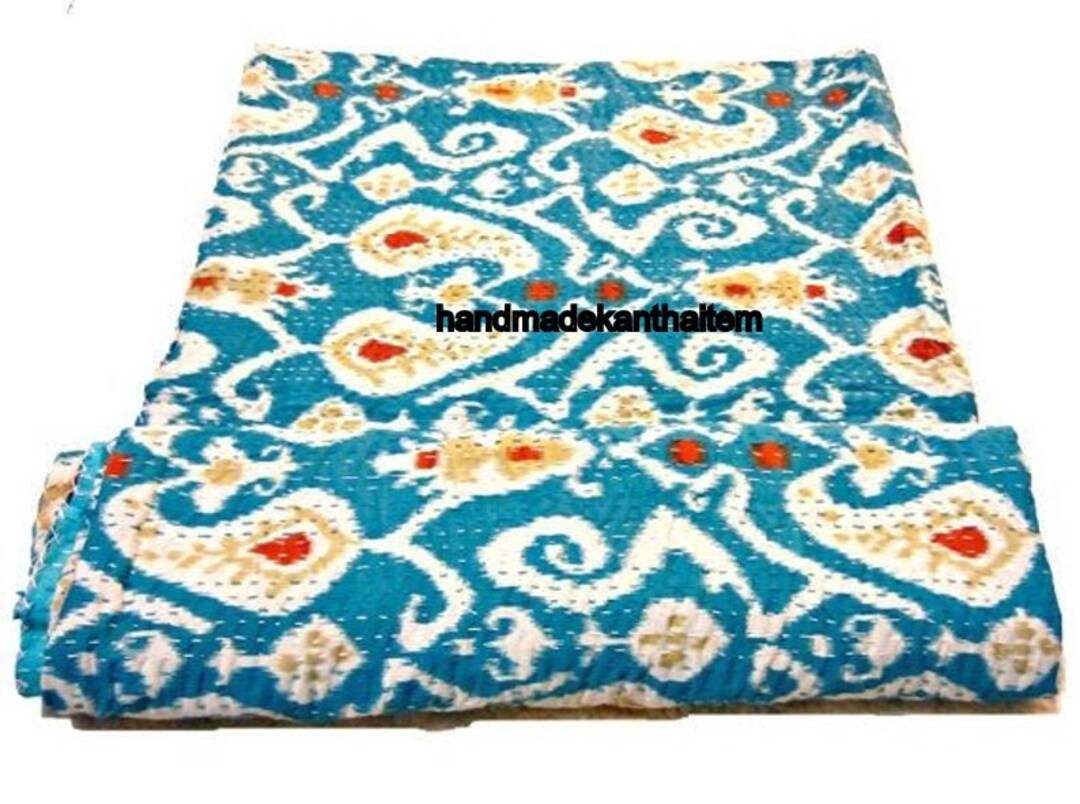 Ikat Kantha Quilt Handmade Cotton Quilt for Baby Quilt Hand Etsy