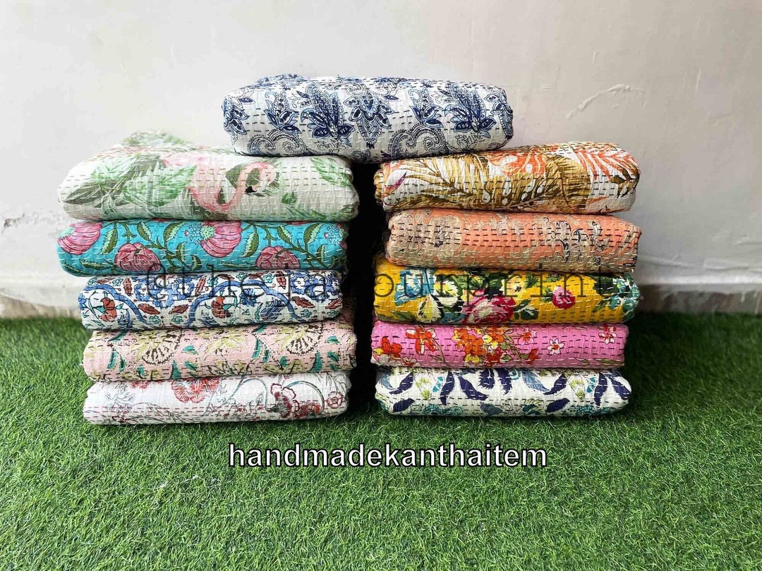 LOT of Luxury Indian Kantha Quilts Handmade Kantha Quilts Etsy