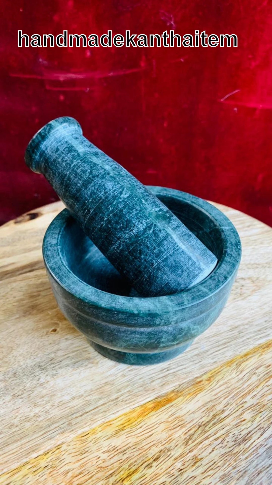 Elegant Green Marble Mortar and Pestle Grinder Kitchen Etsy