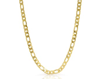 Figaro gold chain necklace 18k tarnish resistant, sweat proof gold chain necklace, classic gold chain 7mm width, unisex birthday gift