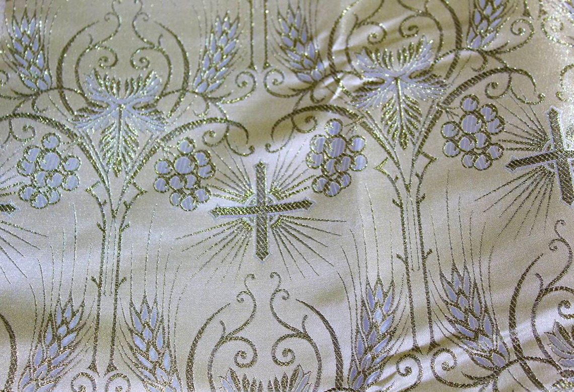 Metallic Brocade Fabric Gold By the Yard Liturgical Religious Etsy