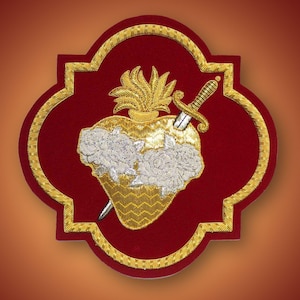 New Immaculate Heart (Mary) Applique For Catholic Vestment Sewn on