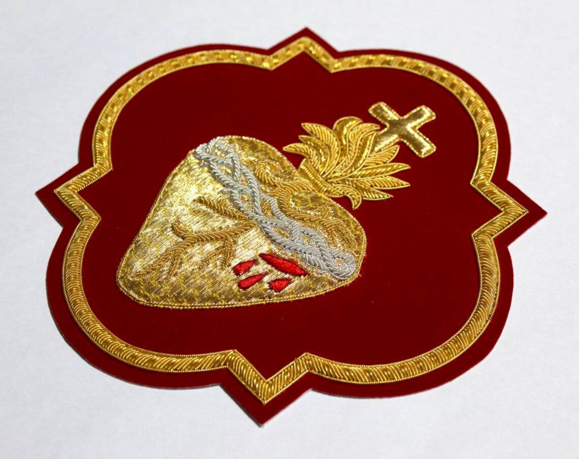 Sacred Heart Applique for Catholic Vestment Sewn On Etsy UK