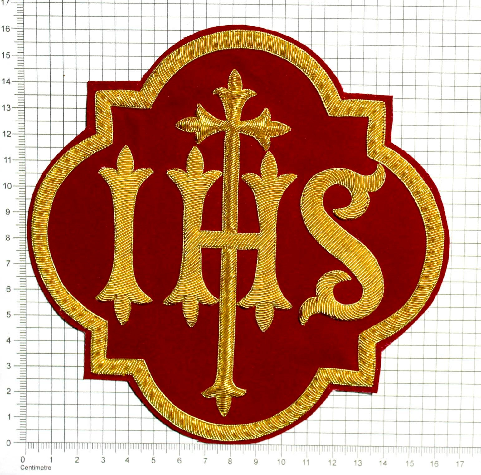 Liturgical Church Emblem, IHS Hand-embroidered Sewn on applique on ...