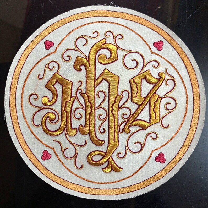Shops IHS Metallic Goldwork Emblem applique for Vestment