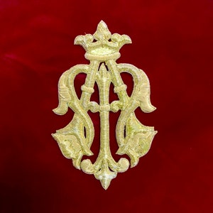 Beautiful Marian hand-embroidered Liturgical Church Emblem for Vestments