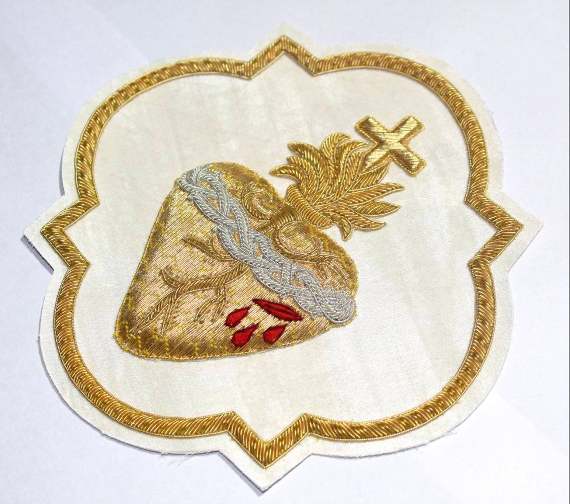 Sacred Heart Applique for Catholic Vestment on Rayon Satin Etsy