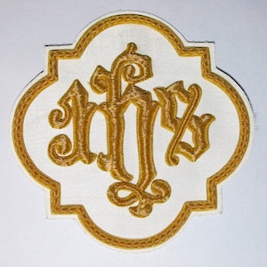 Beautiful Goldwork Liturgical Church Emblem IHS applique for Vestment