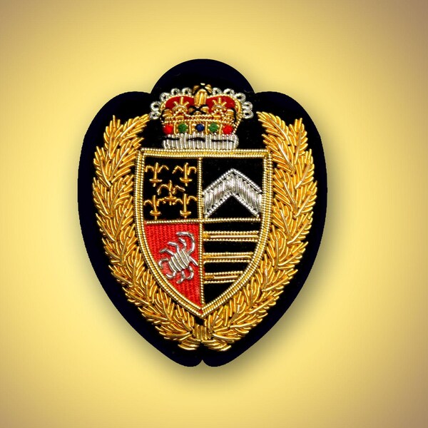 Hand Embroidered Bullion Pocket Badge For Blazer Jacket