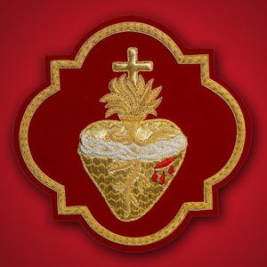 Sacred Heart Applique For Catholic Vestment Sewn On